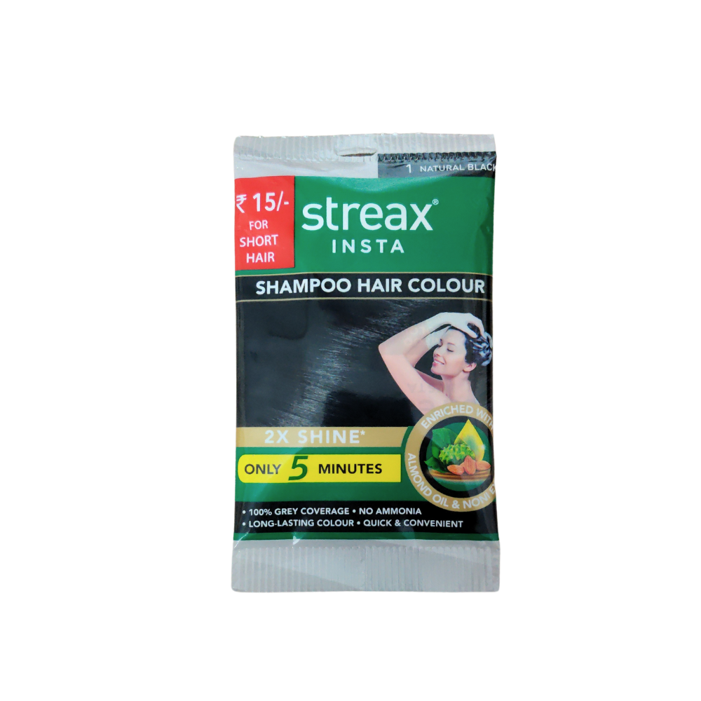 streax insta hair colour shampoo 12ml