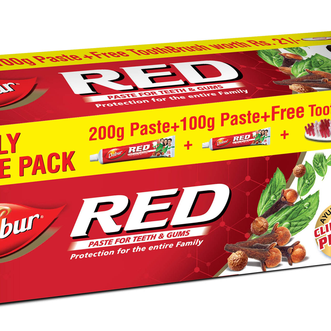 Shop Dabur Red Toothpaste Family Pack - 200gm + 100gm at price 160.00 from Dabur Online - Ayush Care