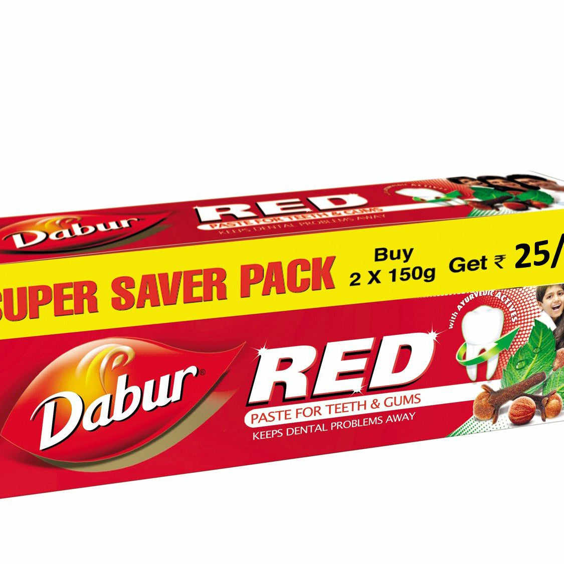 Shop Dabur Red Toothpaste Super Saver Pack - 150gm + 150gm at price 141.00 from Dabur Online - Ayush Care