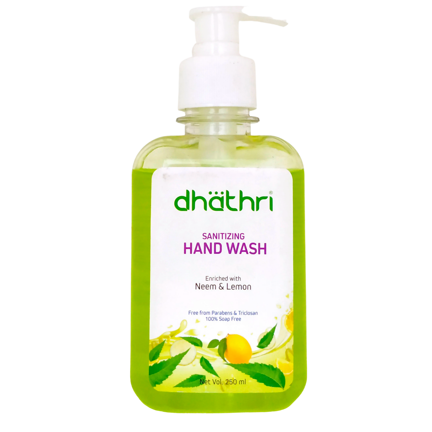 shop dhathri sanitizing handwash neem and lemon - 250ml at price 90.00 from dhathri online - ayush care