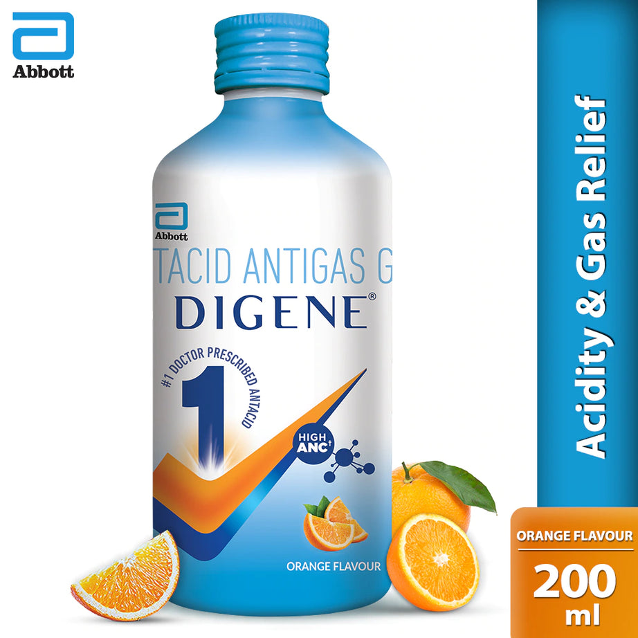 Shop Digene Syrup 200ml - Orange Flavour at price 131.70 from Abbott Online - Ayush Care