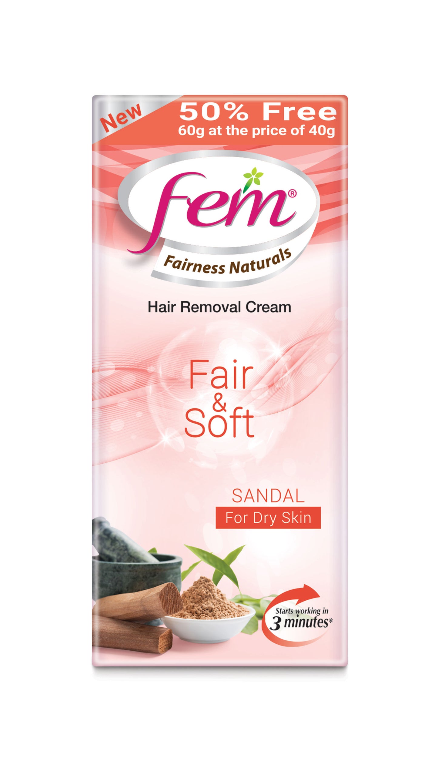 shop fem hair removal cream - sandal - for dry skin - 40gm at price 65.00 from dabur online - ayush care