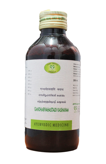 Shop Gandharvahasthadi kashayam 200ml at price 102.00 from AVN Online - Ayush Care