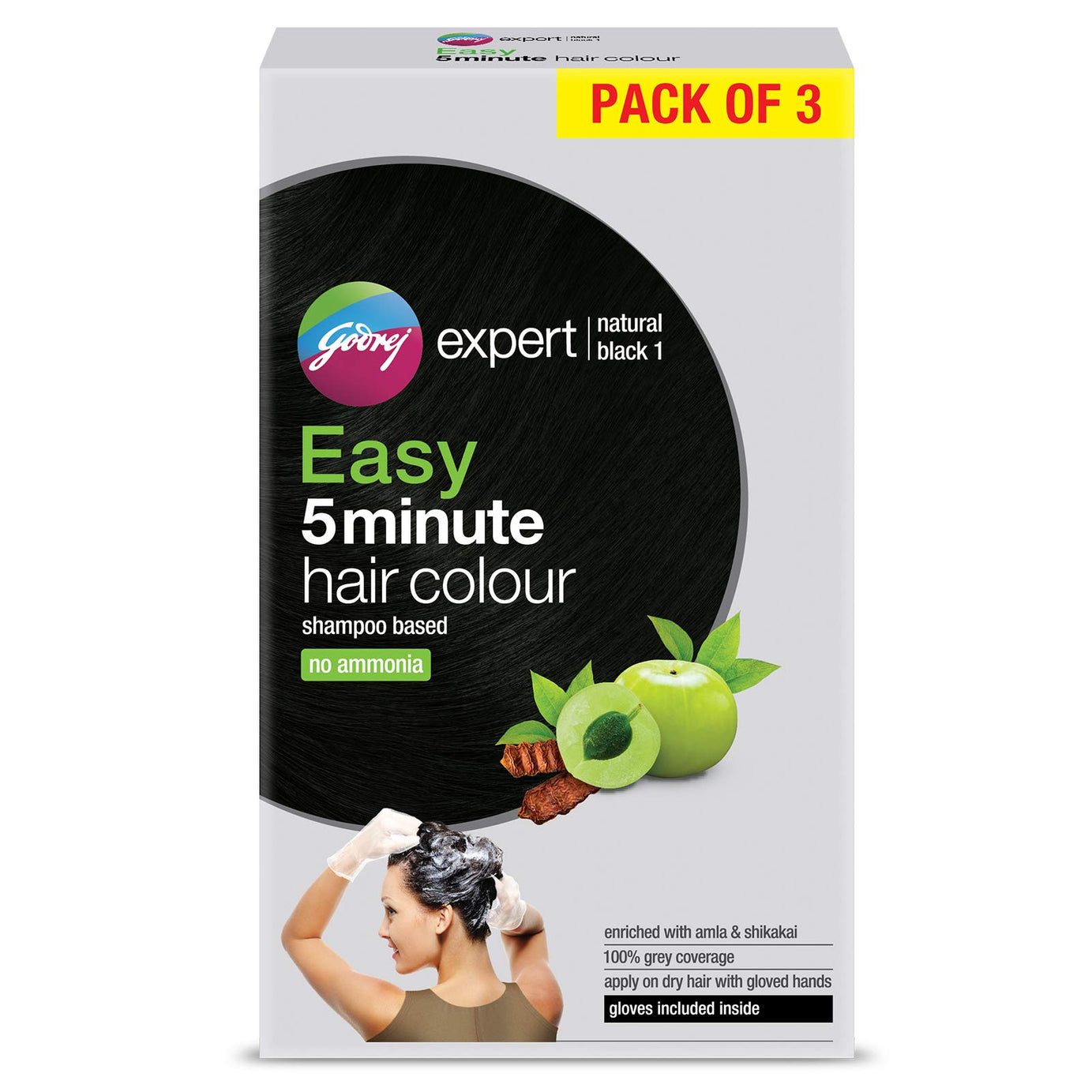 Shop Godrej Expert Easy 5 Minute Hair Colour - Natural Black 1 - Pack of 3 at price 120.00 from Godrej Online - Ayush Care