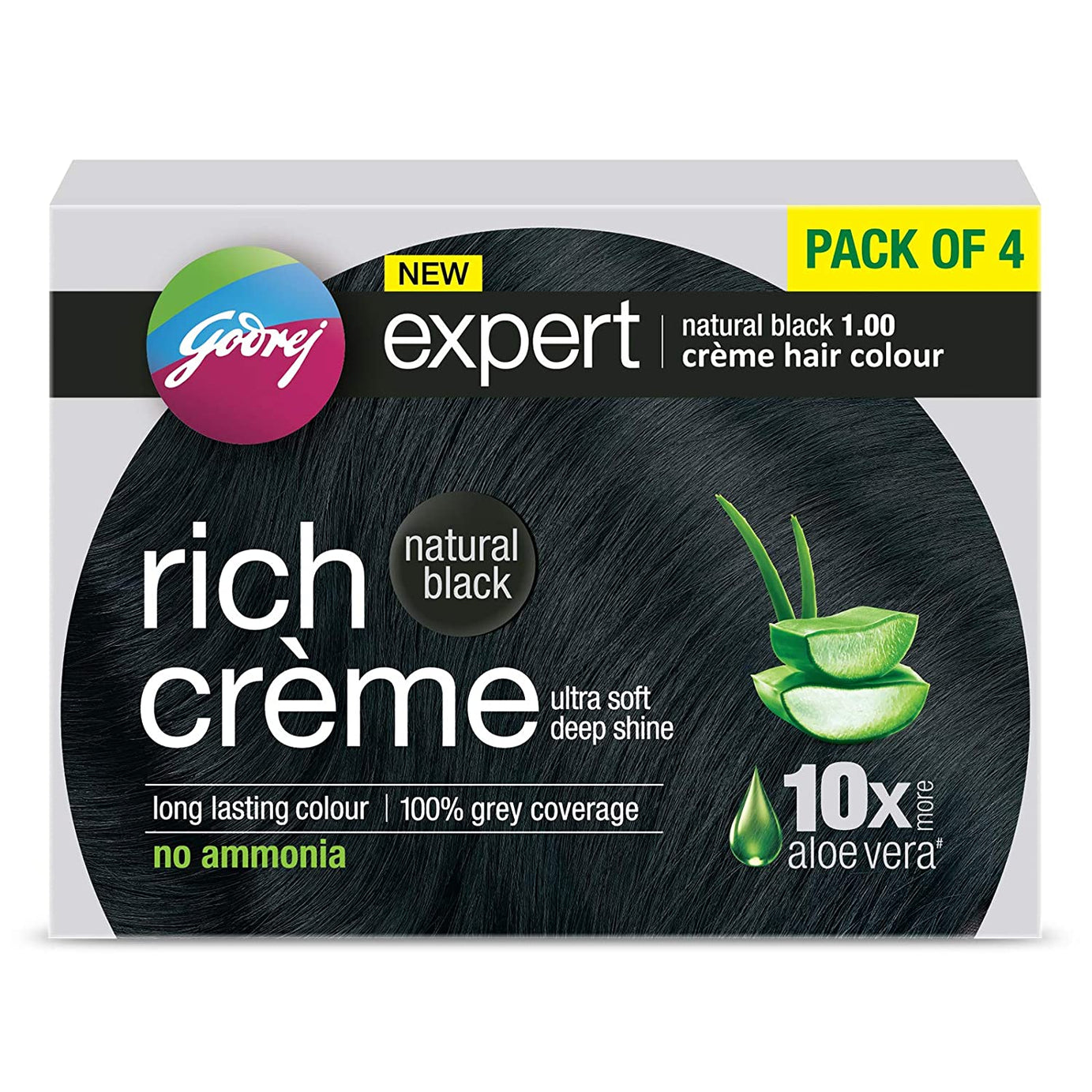 Shop Godrej Expert Rich Creme Hair Colour Natural Black, Pack of 4 at price 120.00 from Godrej Online - Ayush Care