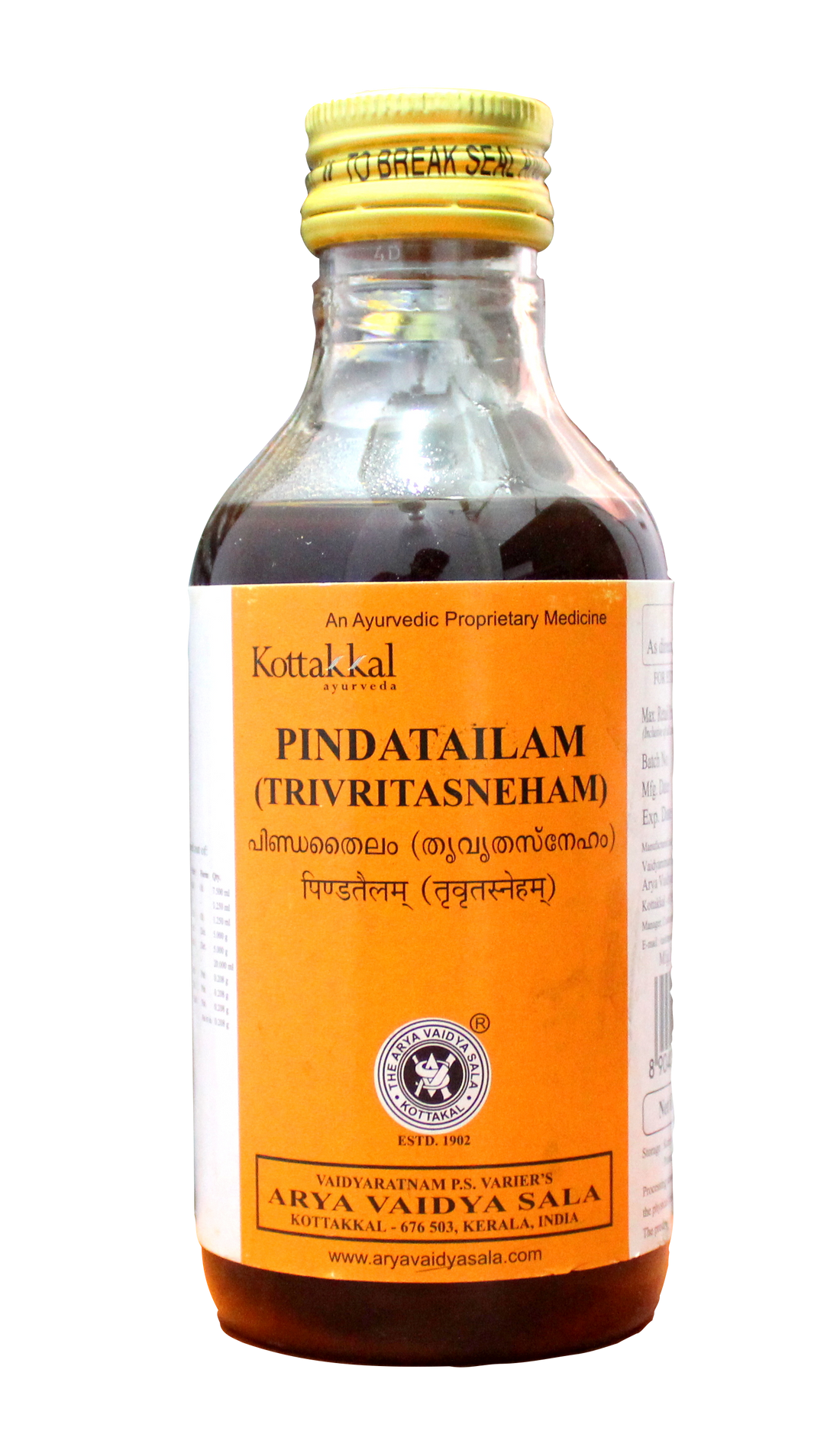 Shop Kottakkal Pinda thailam 200ml at price 145.00 from Kottakkal Online - Ayush Care