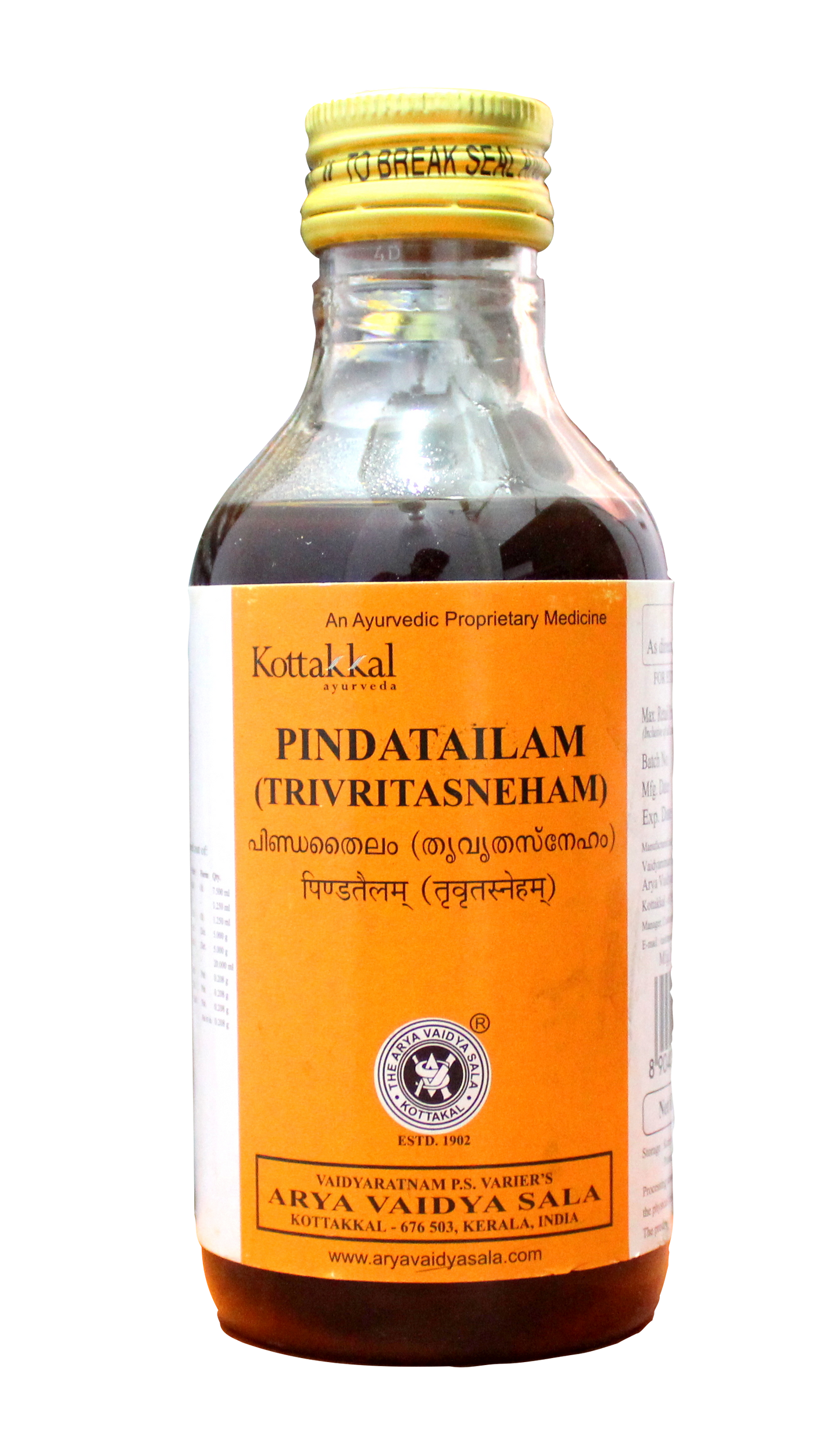 shop kottakkal pinda thailam 200ml at price 145.00 from kottakkal online - ayush care