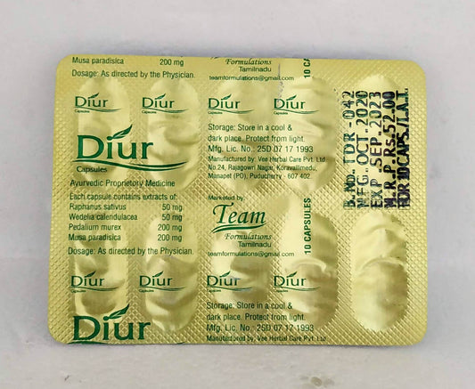 Shop Diur capsules - 10capsules at price 52.00 from Vee herbals Online - Ayush Care