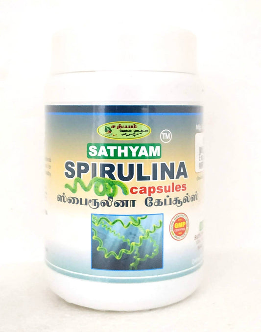 Shop Spirulina capsules - 60Capsules at price 250.00 from Sathyam Herbals Online - Ayush Care