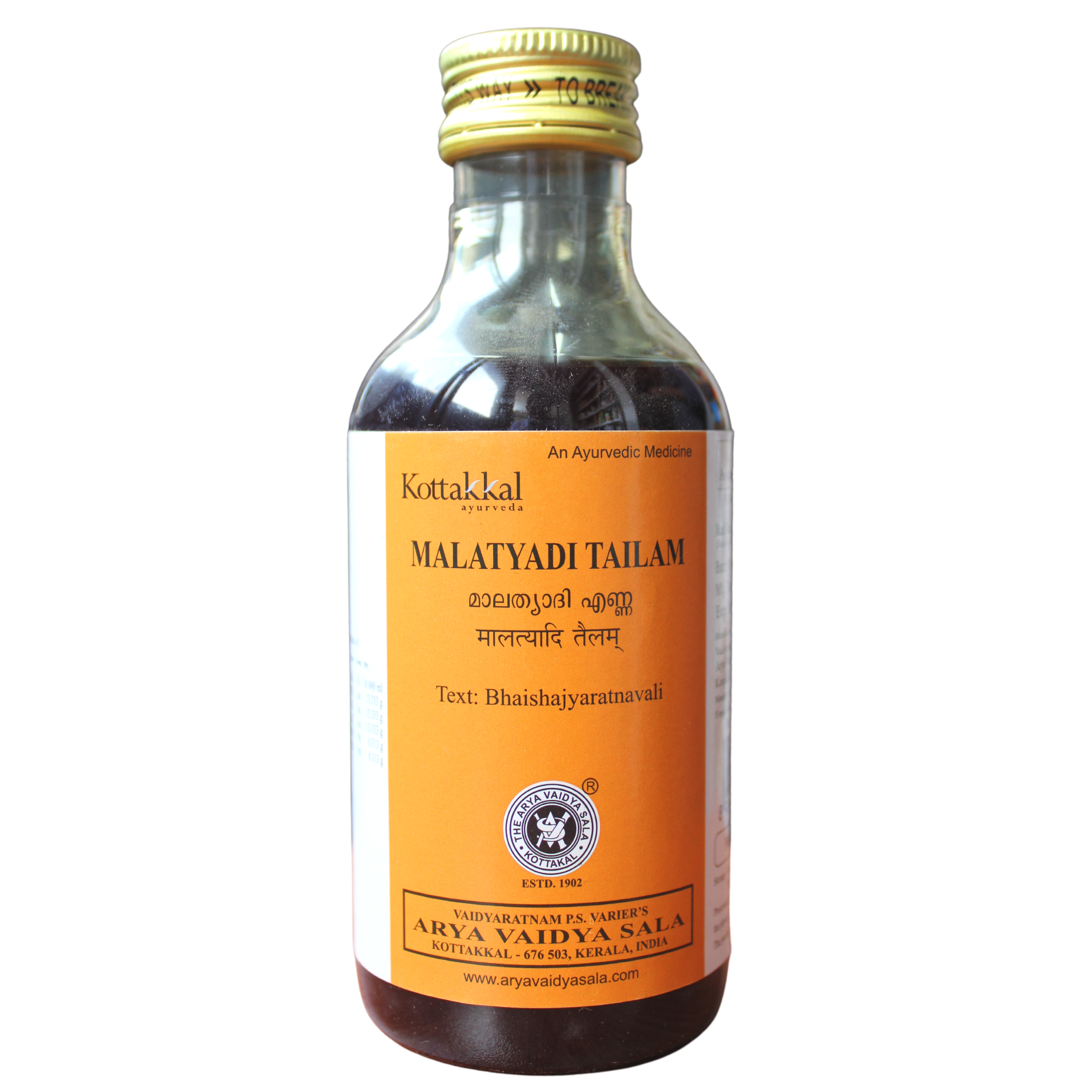 Buy Kottakkal Malatyadi Thailam 200ml Online - Ayush Care