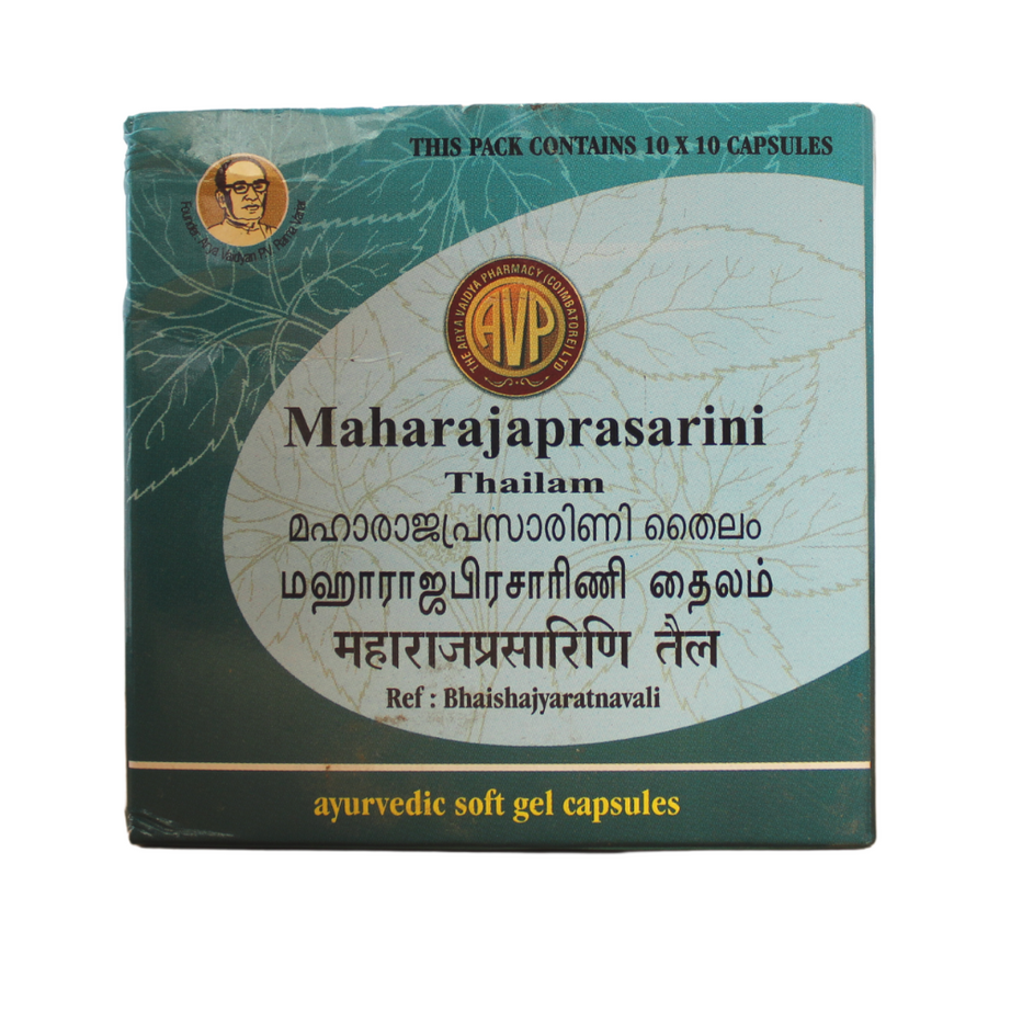 Shop Maharaja Prasarini Thailam Capsules - 10 Capsules at price 50.00 from AVP Online - Ayush Care