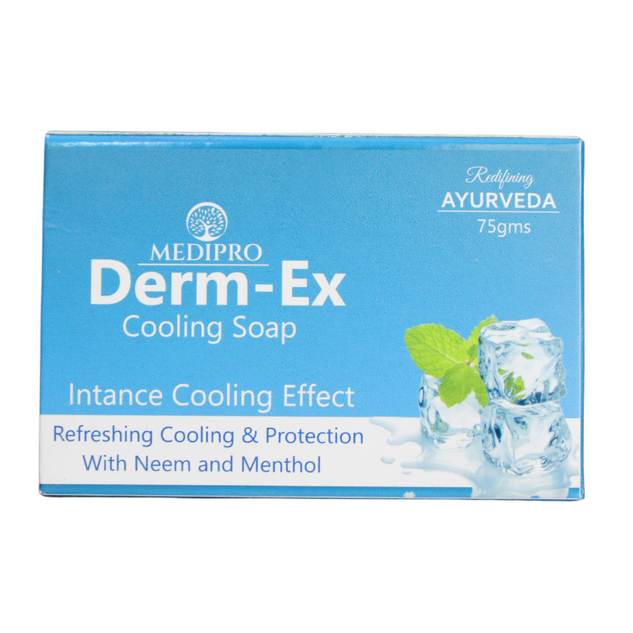 Shop Medipro Derm-Ex Cooling Soap 75gm at price 63.00 from Medipro Online - Ayush Care
