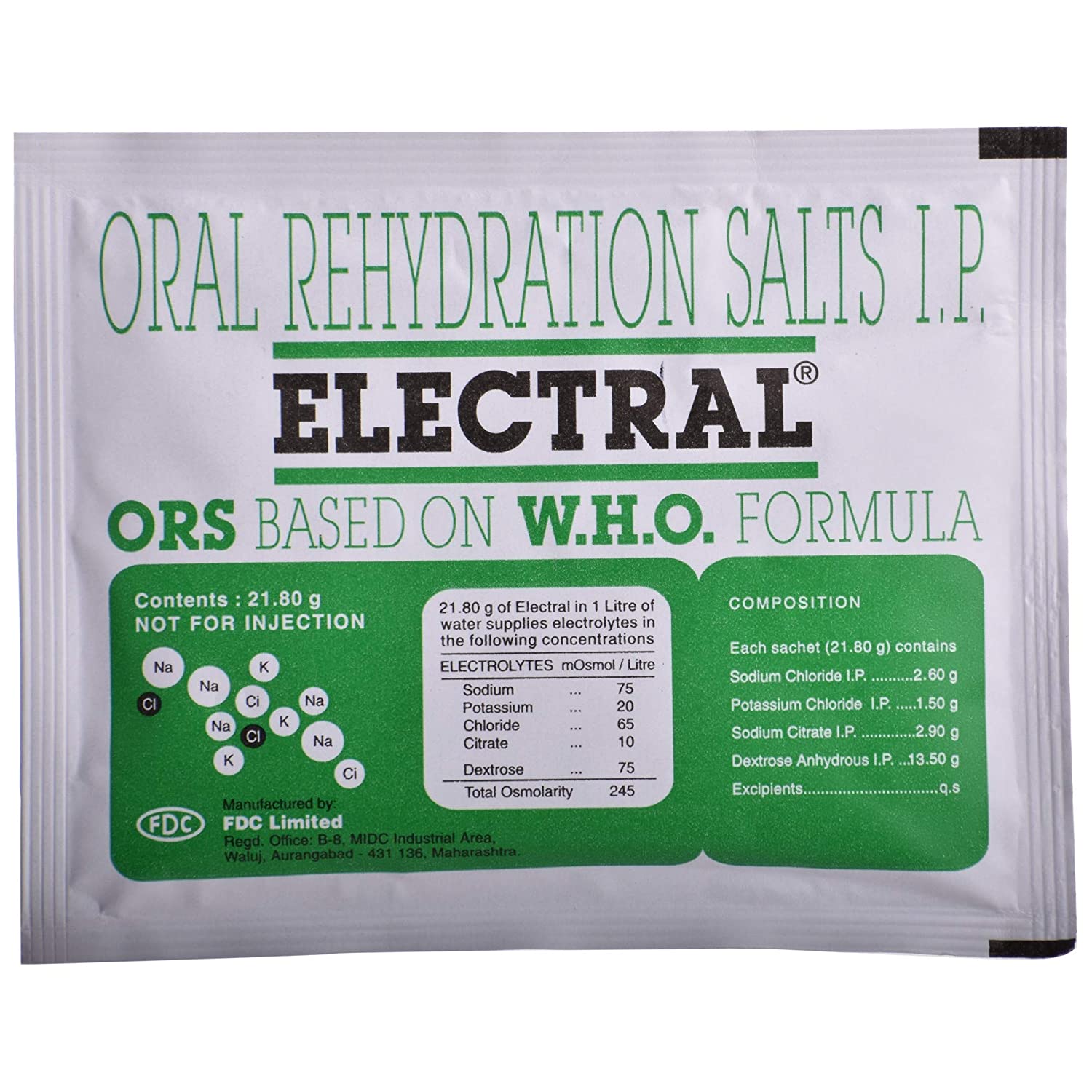 Shop Electral - Oral Rehydration Salts Powder 21.80gm at price 19.84 from FDC Limited Online - Ayush Care