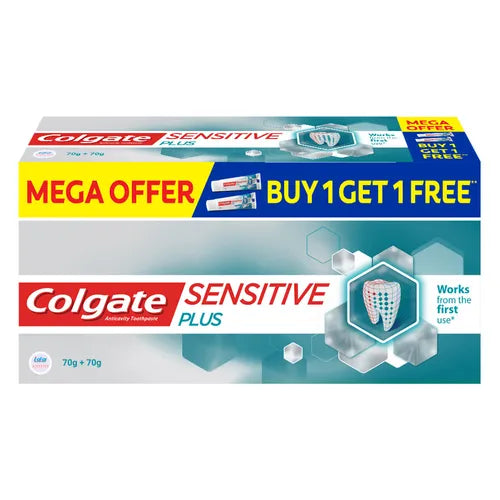 shop colgate sensitive plus toothpaste mega offer pack 70gm + 70gm free at price 130.00 from colgate online - ayush care