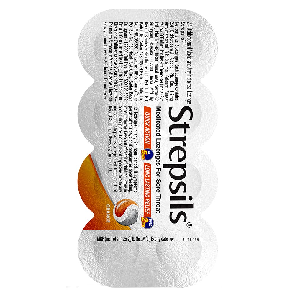 shop strepsils lozenges orange - 8's at price 24.00 from reckitt online - ayush care