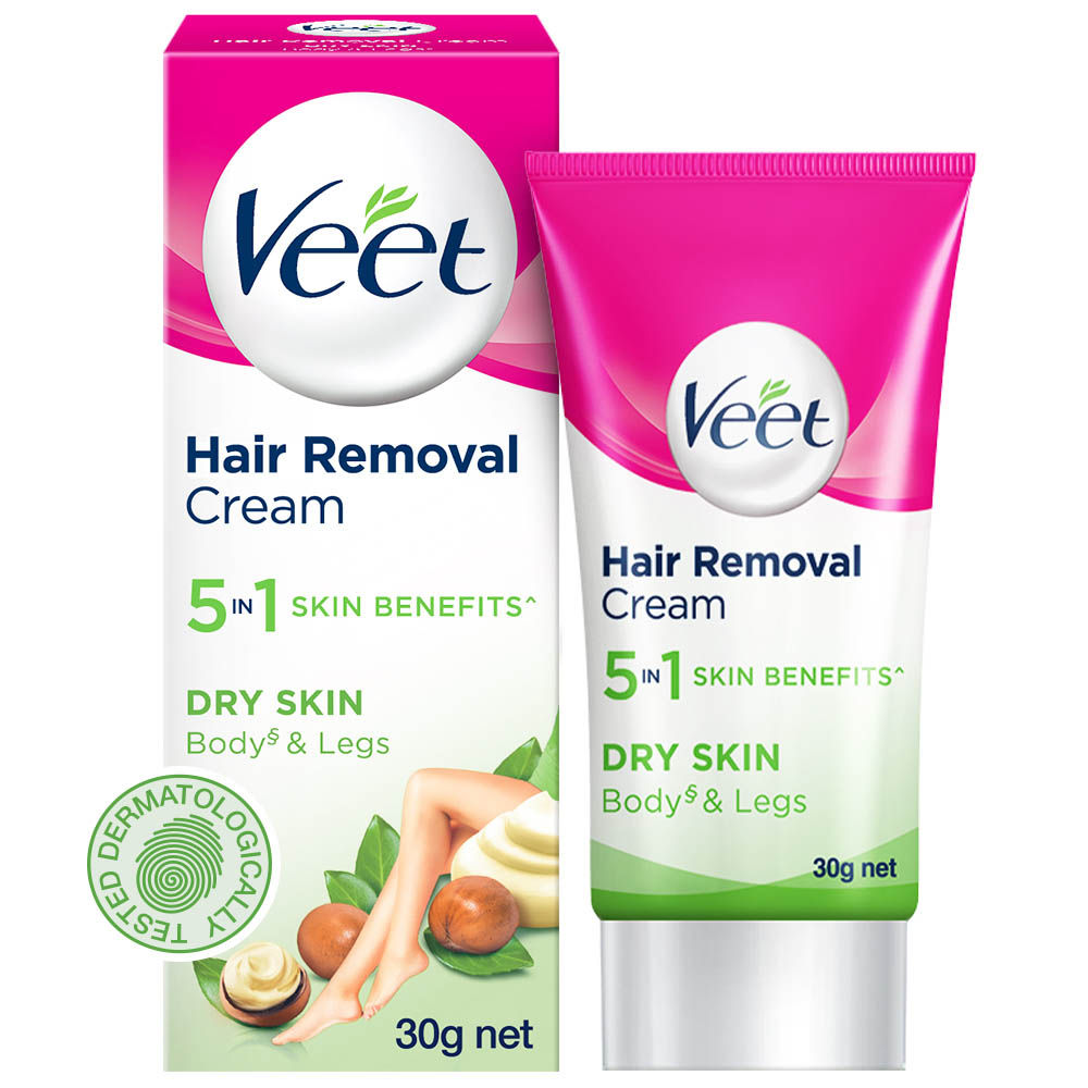 shop veet hair removal cream 30gm, for dry skin at price 75.00 from veet online - ayush care