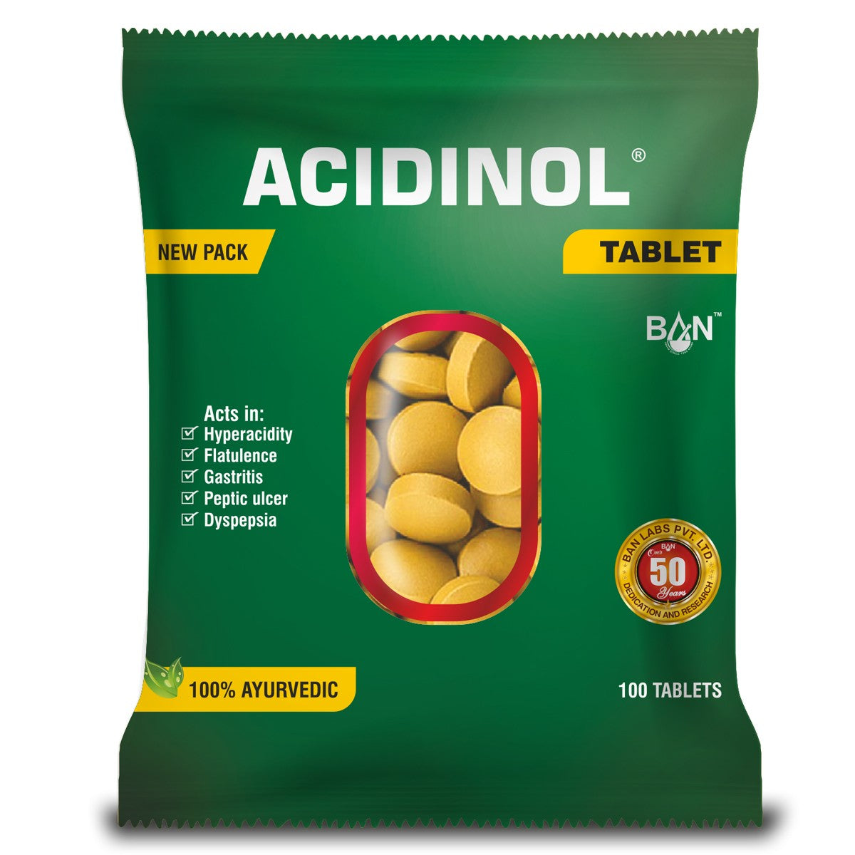 shop banlab acidinol tablet 100tablets at price 100.00 from banlabs online - ayush care